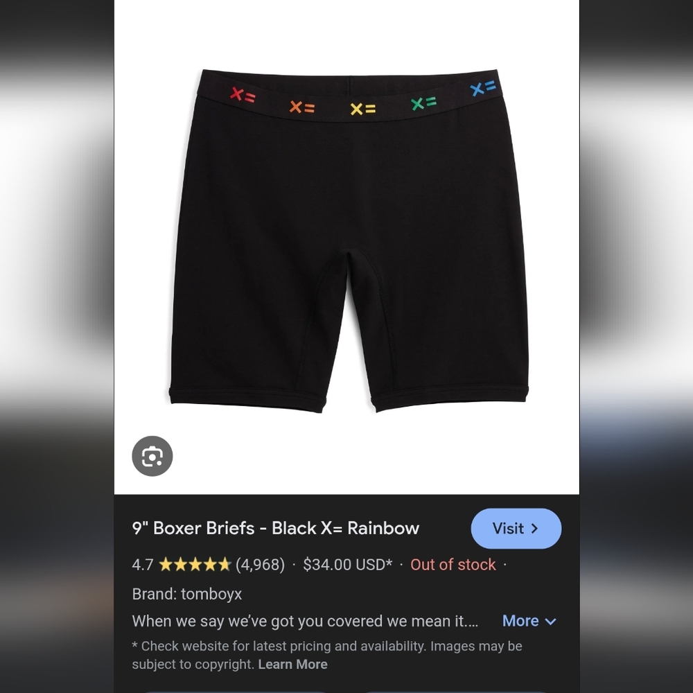 TomboyX Black Bike Shorts with Rainbow Waistband